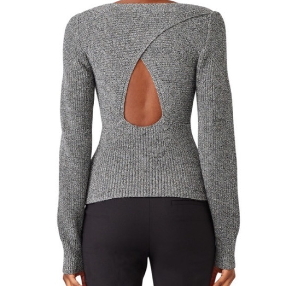 Tome NYC Crossover wrap sweater in heathered grey merino wool blend size M - Picture 2 of 16